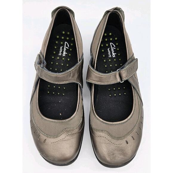 Clarks Wave Walk Mary Jane Shoes Womens Size 9M Pewter Bronze Comfortable 87821 - Picture 2 of 10
